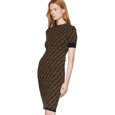 Shop Fendi Black And Brown Forever  Dress In F118w Black