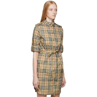 Shop Burberry Beige Agnes Dress In Archive Bei