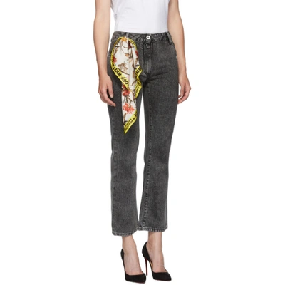 Shop Off-white Grey Bleached Cropped Jeans In Drkgreywash