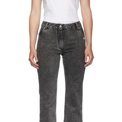 Shop Off-white Grey Bleached Cropped Jeans In Drkgreywash