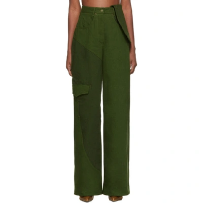 Shop Jacquemus Green Le Jean De Nimes Jeans In Kaki/green