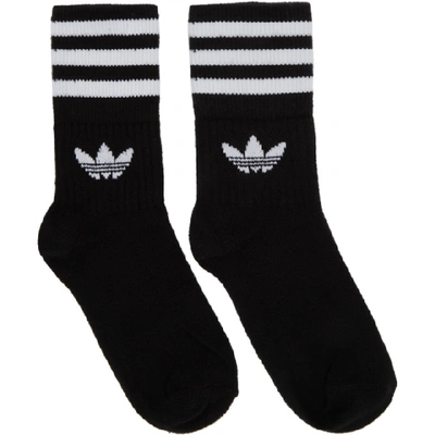 Shop Adidas Originals Three-pack Black Solid Crew Socks