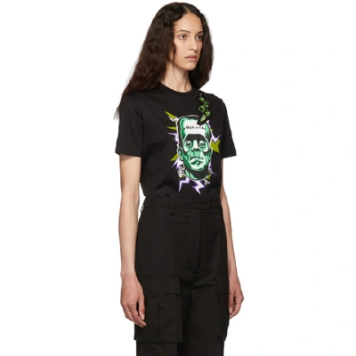 Shop Prada Black Crystal Thunderbolt Frankenstein T-shirt