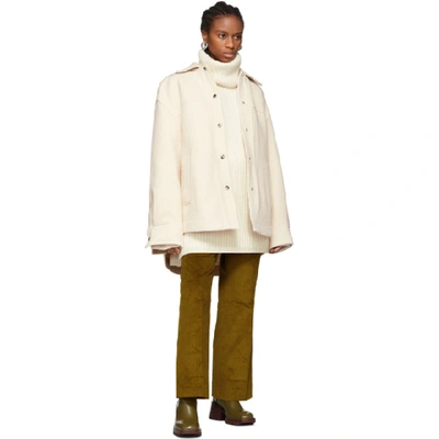 Shop Acne Studios Off-white Twill Overshirt Jacket In Ecru Beige