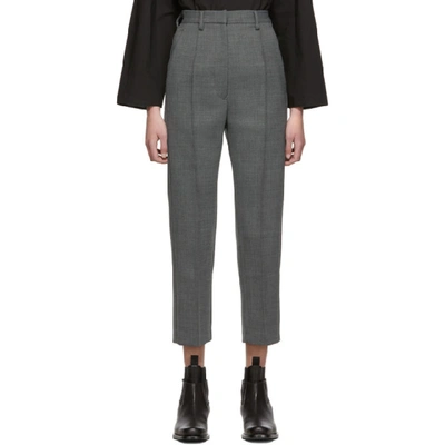 Shop Mm6 Maison Margiela Grey Wool Trousers In 859m Drkgre