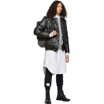 Shop Thom Browne Black Down 4-bar Short Bomber Coat In 001 Black