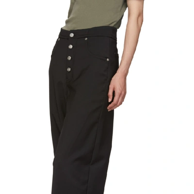 Shop Mm6 Maison Margiela Black Exposed Button-fly Trousers In 900 Black