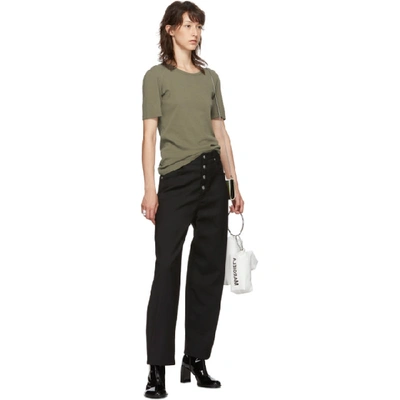 Shop Mm6 Maison Margiela Black Exposed Button-fly Trousers In 900 Black