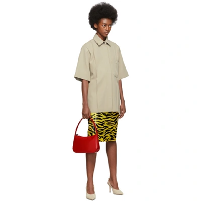 Shop Kwaidan Editions Yellow & Black Tiger Print Pencil Skirt In Yellow / Bl