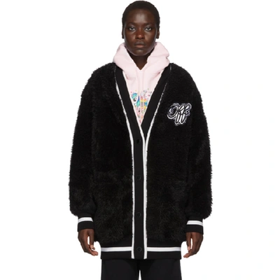 Shop Off-white Black Faux-fur College Cardigan
