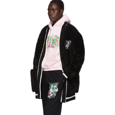 Shop Off-white Black Faux-fur College Cardigan