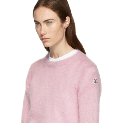 Shop Moncler Pink Mohair Crewneck Sweater In 516 Blush