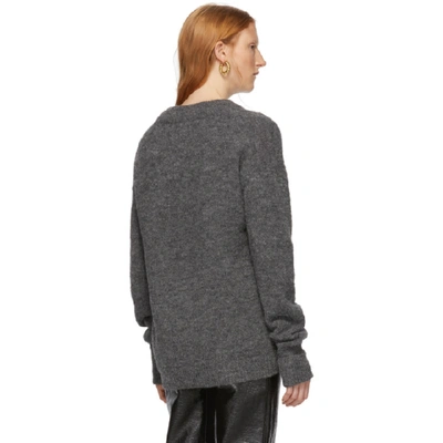 Shop Tibi Grey Alpaca Airy V-neck Sweater In Heather Gre