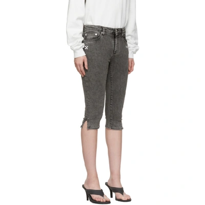 Shop Off-white Black Denim Cropped Capri Shorts In Vintage Blk