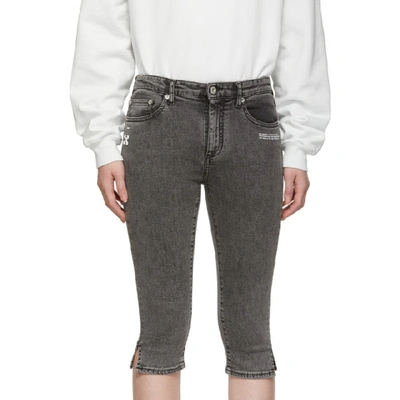 Shop Off-white Black Denim Cropped Capri Shorts In Vintage Blk