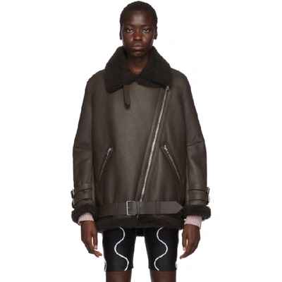 Shop Acne Studios Ssense Exclusive Brown Suede Shearling Aviator Jacket In Brown/dk Br