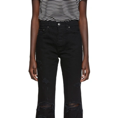 Shop Amiri Black Cropped Straight Thrasher Minimal Jeans