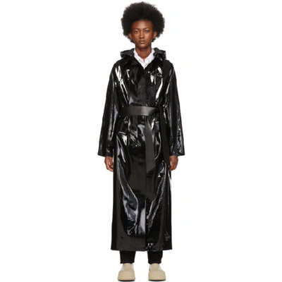Shop Kassl Editions Black Long Lacquer Coat In Lacquer Bla