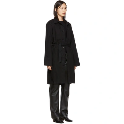 Shop Lemaire Black Long Overshirt Coat In 999 Black