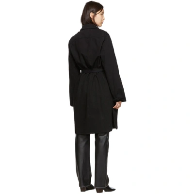 Shop Lemaire Black Long Overshirt Coat In 999 Black