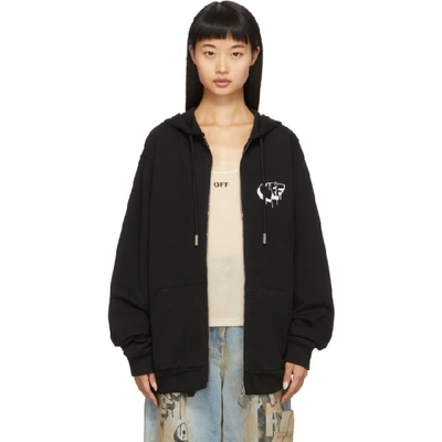 Shop Off-white Black 3d Line Zip-up Hoodie In Black/white