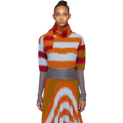 Shop Kiko Kostadinov Multicolor Striped Pistolera Scarf Sweater In Bright Poly