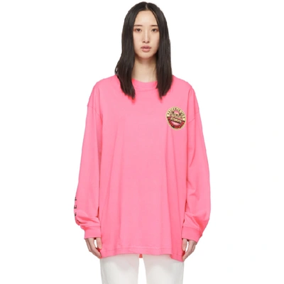 Shop Vetements Pink Surfer Logo Long Sleeve T-shirt