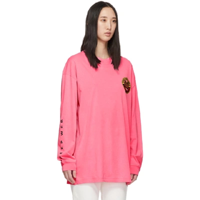 Shop Vetements Pink Surfer Logo Long Sleeve T-shirt