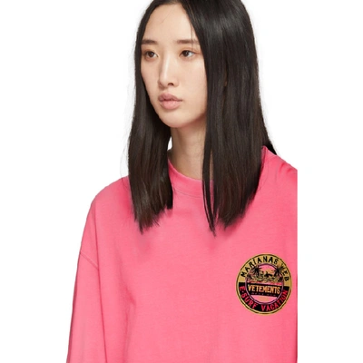 Shop Vetements Pink Surfer Logo Long Sleeve T-shirt