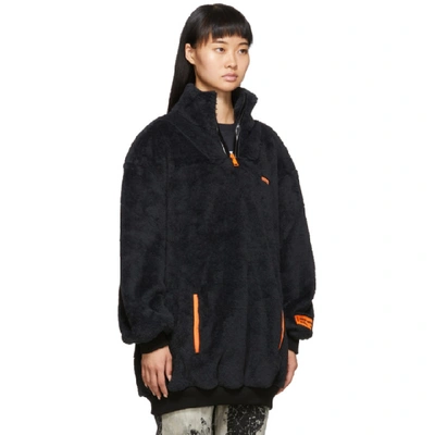 HERON PRESTON 黑色 FIRE FLEECE 抓绒大廓形套头衫