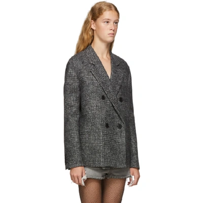 Shop Saint Laurent Grey Oversized Glen Plaid Jacket In 1161 Anthar