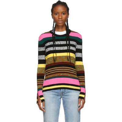 Shop Kenzo Multicolor Striped Crewneck Sweater In Mu Multi