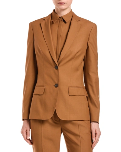 Shop Agnona Wool Tailored Jacket In Light Brown