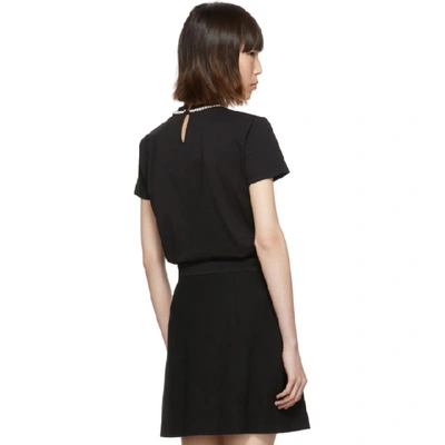 Shop Miu Miu Black Jersey Bow T-shirt In F0002 Black