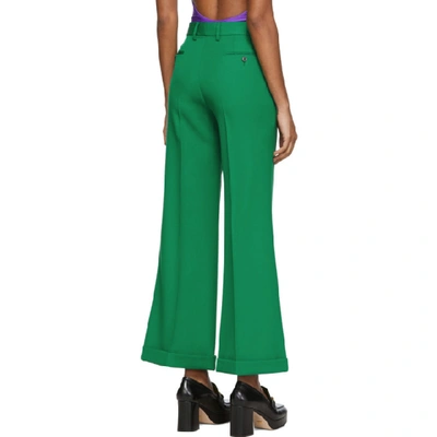 Shop Gucci Green Wool Ankle Trousers In 3724 Green
