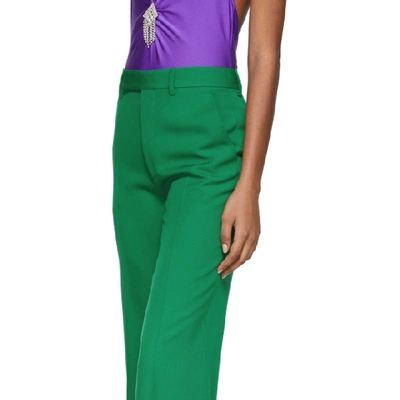 Shop Gucci Green Wool Ankle Trousers In 3724 Green