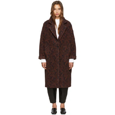 Shop Aeron Navy And Burgundy Gropius Cocoon Coat In 058 Mar/zeb