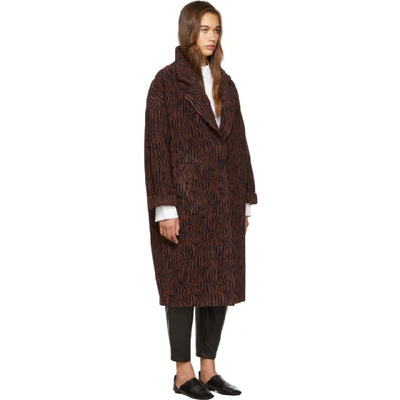 Shop Aeron Navy And Burgundy Gropius Cocoon Coat In 058 Mar/zeb