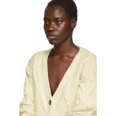 Shop Victoria Beckham Off-white Chunky Cable Oversized Cardigan In Vanilla