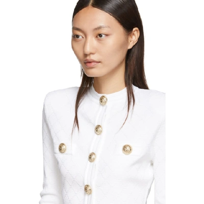 Shop Balmain White Knit Buttoned Cardigan In 0fb White O
