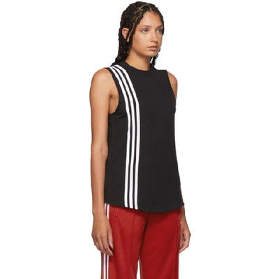 Shop Adidas Originals Black 3-stripe Muscle Tank Top In Black/white