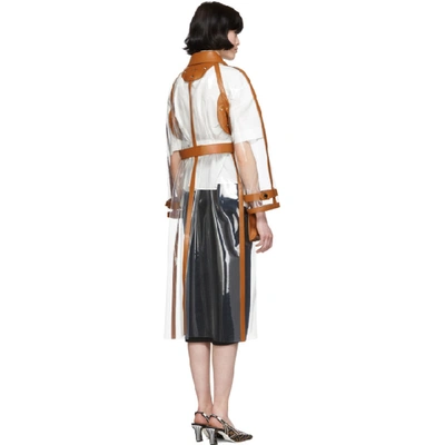 Shop Fendi Transparent And Brown Long Trench Coat In F1747 Brown
