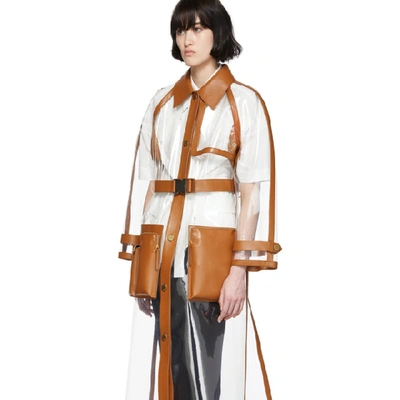 Shop Fendi Transparent And Brown Long Trench Coat In F1747 Brown
