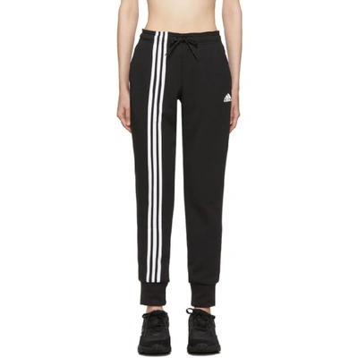 Shop Adidas Originals Black Asymmetric 3-stripes Lounge Pants In Black/white