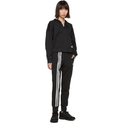 Shop Adidas Originals Black Asymmetric 3-stripes Lounge Pants In Black/white