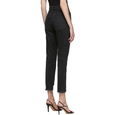 Shop Agolde Black Jamie Hi Rise Classic Jeans In Plume