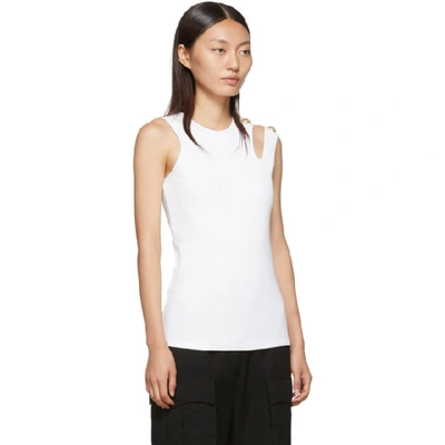 Shop Balmain White Asymmetric 3-button Tank Top In 0fa White