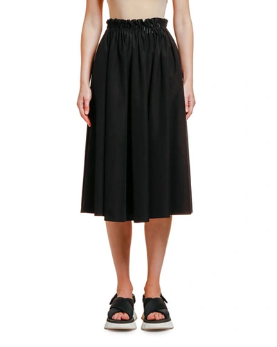 Shop Marni Cotton Poplin Midi Skirt In Black