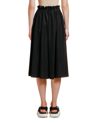 Shop Marni Cotton Poplin Midi Skirt In Black