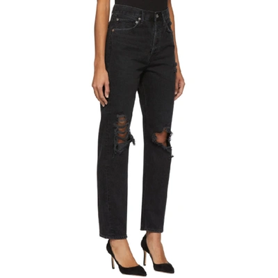 Shop Agolde Black 90s Mid Rise Loose Fit Jeans In Audio